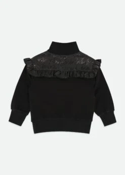 Adalene Jacquard Panel Sweat Top Black -Angels-Face Shop Adalene Sweat Black Back