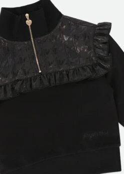 Adalene Jacquard Panel Sweat Top Black -Angels-Face Shop Adalene Sweat Black Detail