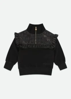 Adalene Jacquard Panel Sweat Top Black