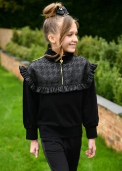 Adalene Jacquard Panel Sweat Top Black -Angels-Face Shop Adalene Jumper Black Campaign