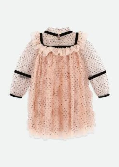 Adelia Flock Dotted Tulle Dress Blush Pink 9 Adelia Flock Dotted Tulle Dress Blush Pink -Angels-Face Shop Adelia Dress Pink Back