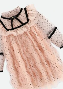 Adelia Flock Dotted Tulle Dress Blush Pink 8 Adelia Flock Dotted Tulle Dress Blush Pink -Angels-Face Shop Adelia Dress Pink Detail