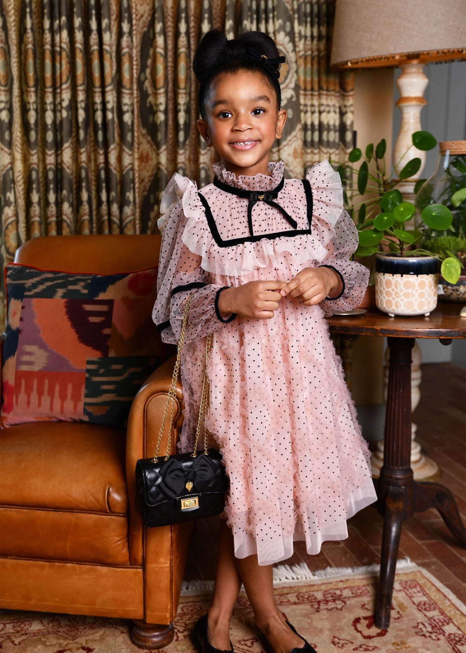 Adelia Flock Dotted Tulle Dress Blush Pink 2 Adelia Flock Dotted Tulle Dress Blush Pink - Image 2