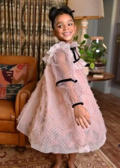 Adelia Flock Dotted Tulle Dress Blush Pink 7 Adelia Flock Dotted Tulle Dress Blush Pink -Angels-Face Shop Adelia Dress Blush Pink Campaign 1