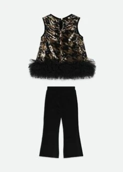 Amber Sequin Top And Trouser Set Black/Gold -Angels-Face Shop Amber Set BlackGold Back