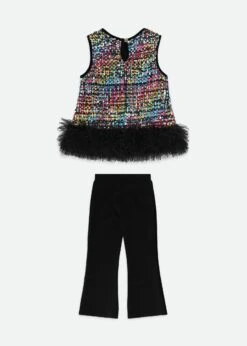 Amber Multi Sequin Top And Trousers Set Black Multi -Angels-Face Shop Amber Set Multi Back