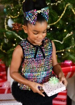 Amber Multi Sequin Top And Trousers Set Black Multi -Angels-Face Shop Amber.Sequin Set Black Multi Lifestyle 1