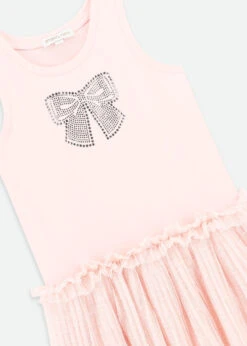 Austin Crystal Bow Tulle Dress Pale Pink -Angels-Face Shop Austin Dress Pink Detail