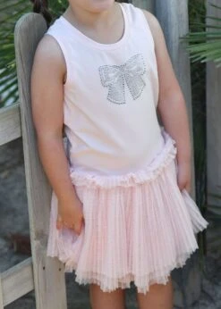 Austin Crystal Bow Tulle Dress Pale Pink -Angels-Face Shop Austin Dress Pale Pink Campaign