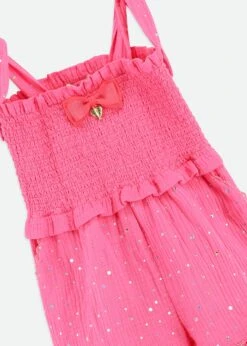 Bali Sparkle Playsuit Begonia Pink 8 Bali Sparkle Playsuit Begonia Pink -Angels-Face Shop Bali Playsuit Begonia Detail