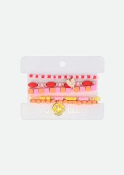 Beach Party Bracelet Set Pink/Red -Angels-Face Shop Beach Bracelet Red Front
