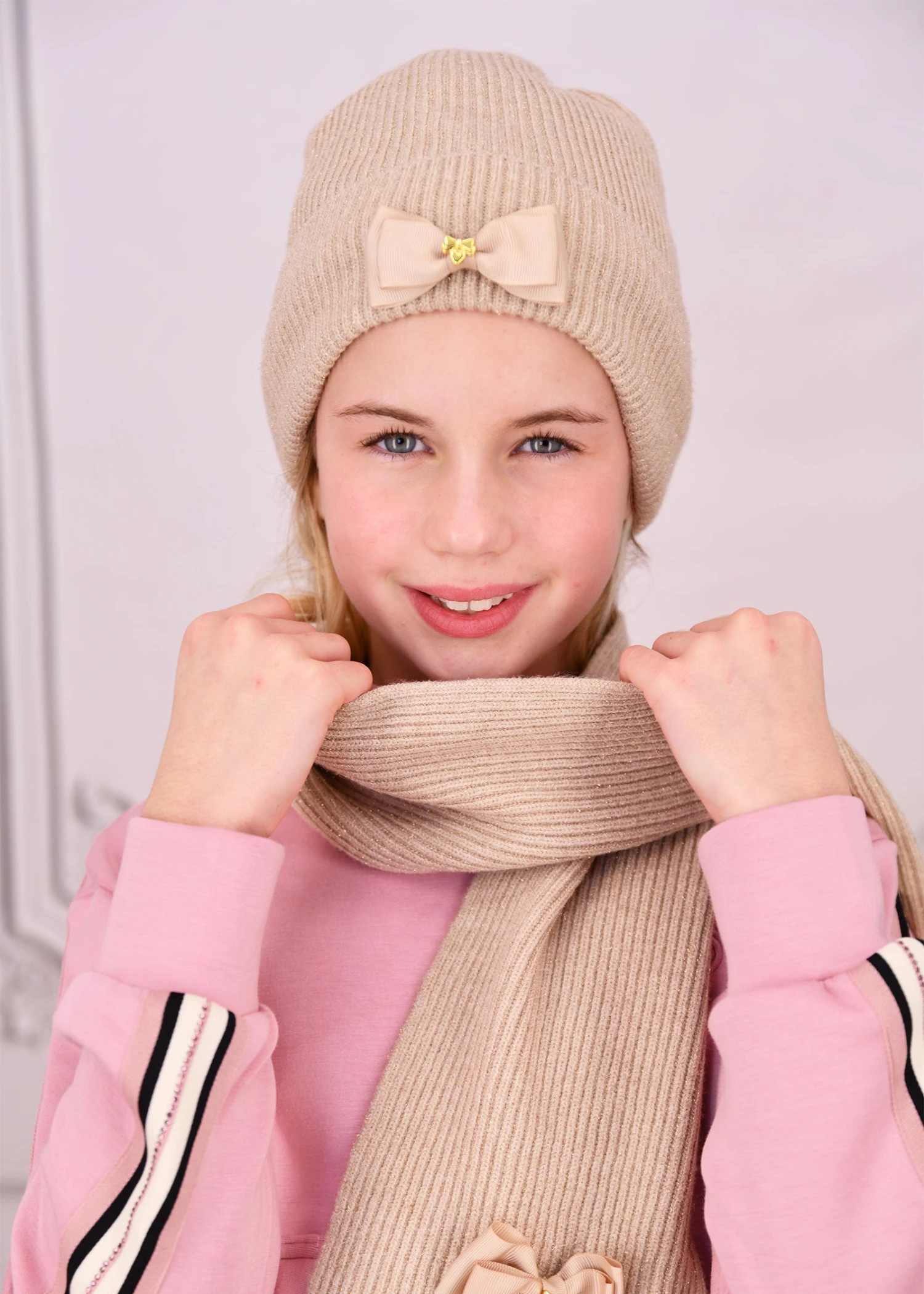 Bianca Ribbed Beanie Hat Sand 2 Bianca Ribbed Beanie Hat Sand - Image 2