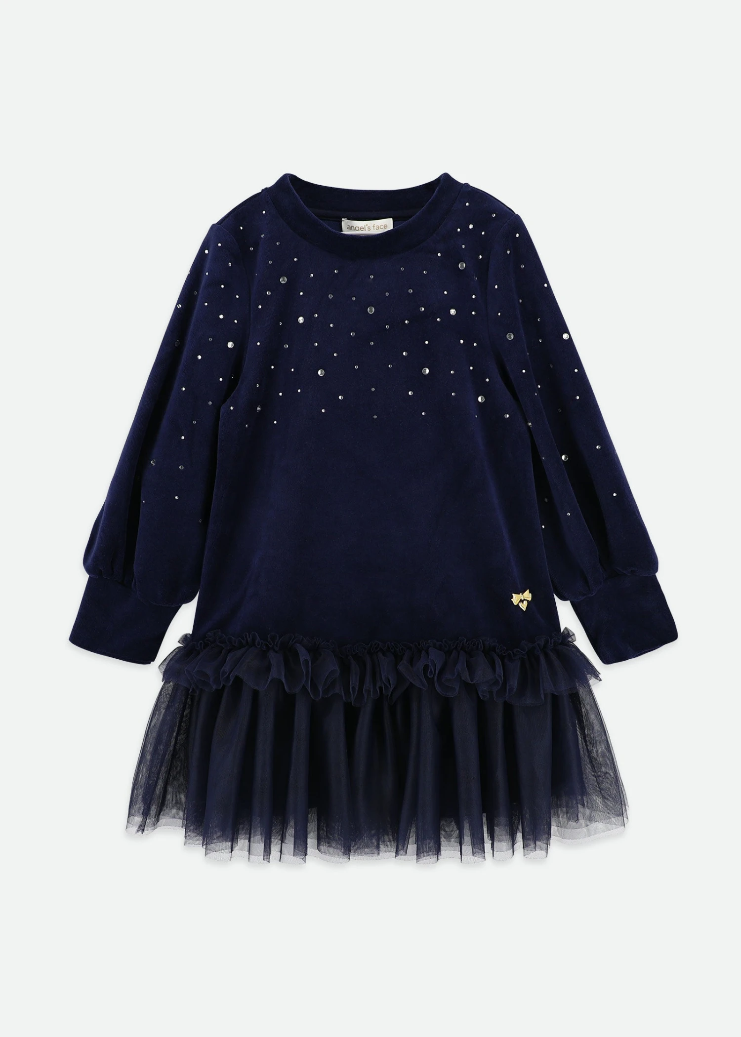 Bijou Crystal Velour Dress Navy 1 Bijou Crystal Velour Dress Navy