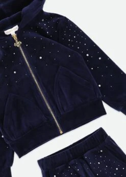 Bijou Crystal Velour Tracksuit Navy -Angels-Face Shop Bijou Trackuit Navy Detail