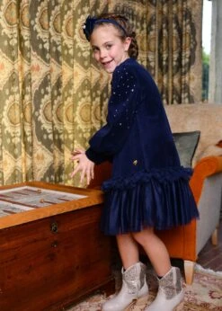 Bijou Crystal Velour Dress Navy 10 Bijou Crystal Velour Dress Navy -Angels-Face Shop Bijou Dress Navy Lifestyle 1