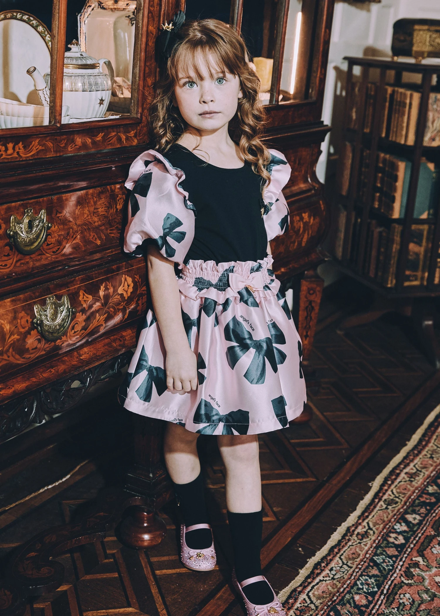 Blake Bow Print Top Black 2 Blake Bow Print Top Black - Image 2