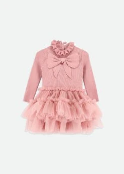 Bliss Baby Knitted And Tulle Dress Tea Rose