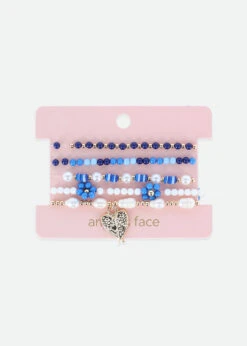 Blue Flower Bracelet Set 5 Blue Flower Bracelet Set -Angels-Face Shop Blue Flower Bracelet Card