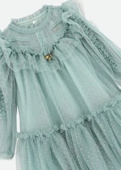 Brandice Spotted Tulle Dress Duck Egg -Angels-Face Shop Brandice Dress Duckegg Detail
