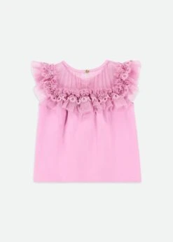 Bubbles Ruffle Neck Top Orchid -Angels-Face Shop Bubbles Top Orchid Back
