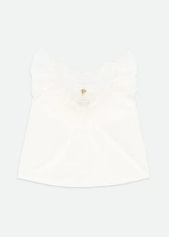 Bubbles Ruffle Neck Top Snowdrop