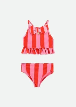 Carly Striped Bikini Pink/Red