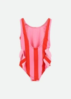 Carly Striped Swimsuit Pink/Red -Angels-Face Shop Carly Swimsuit RedPink Back Recovered
