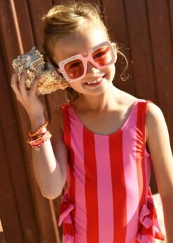 Carly Striped Swimsuit Pink/Red -Angels-Face Shop Carly Swimsuit Pink Red Campaign 1