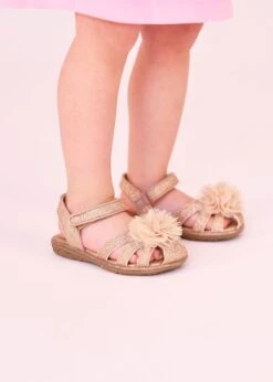Carmen Corsage Toddler Sandals Rose Gold -Angels-Face Shop Carmen Corsage Baby Sandal Rose Gold Lifestyle