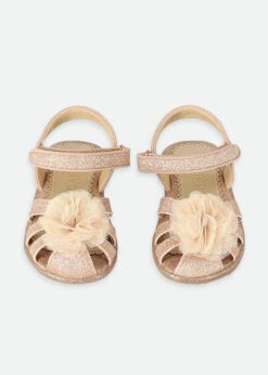 Carmen Corsage Toddler Sandals Rose Gold -Angels-Face Shop Carmen Todd Sandal RoseGold Top