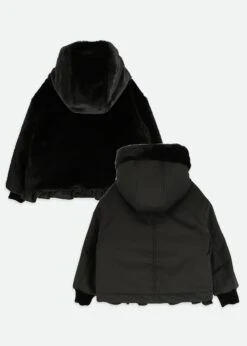 Cathleen Reversible Hooded Coat Black -Angels-Face Shop Cathleen Coat Black Back