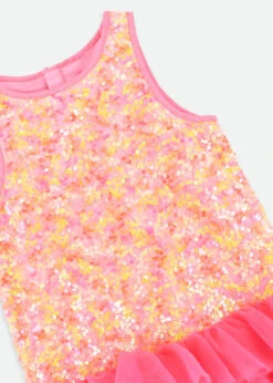 Charleston Sequin/Tulle Dress Pink Multi 10 Charleston Sequin/Tulle Dress Pink Multi -Angels-Face Shop Charleston Dress Multi Detail