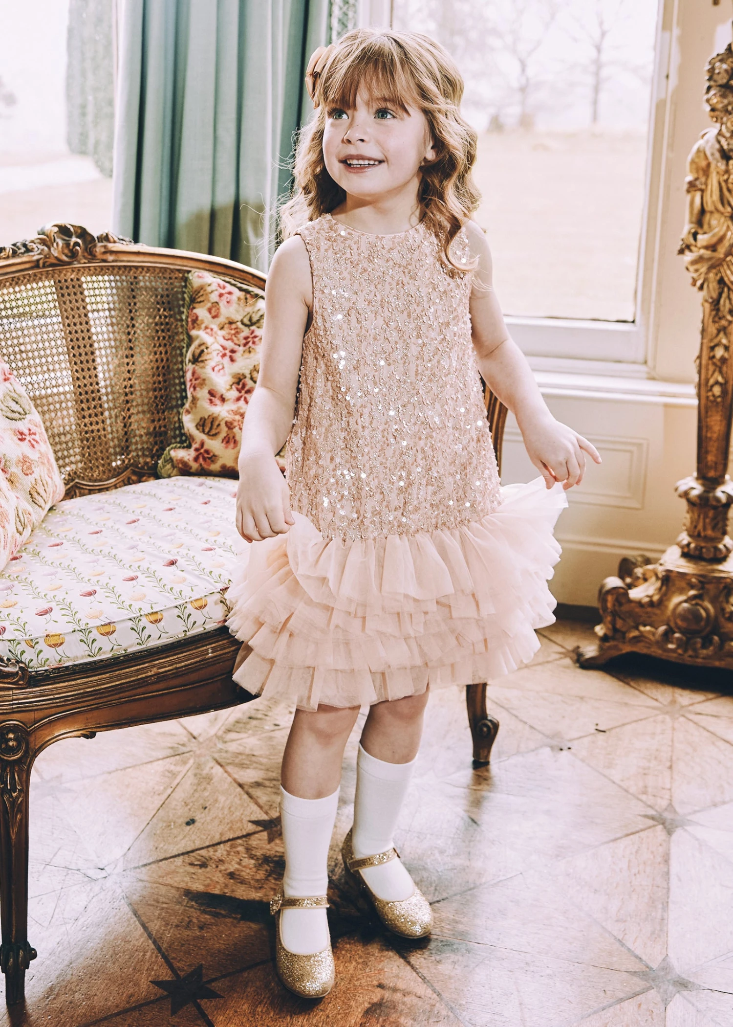 Charleston Sequin Dress Caramel 2 Charleston Sequin Dress Caramel - Image 2