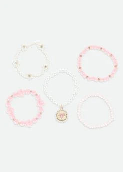 Pendant Bracelet Set Pink/Snowdrop