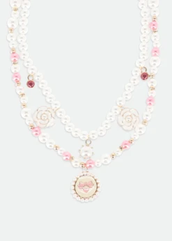 Pendant Necklace Pink/Snowdrop -Angels-Face Shop Charm Necklace Pink Detail