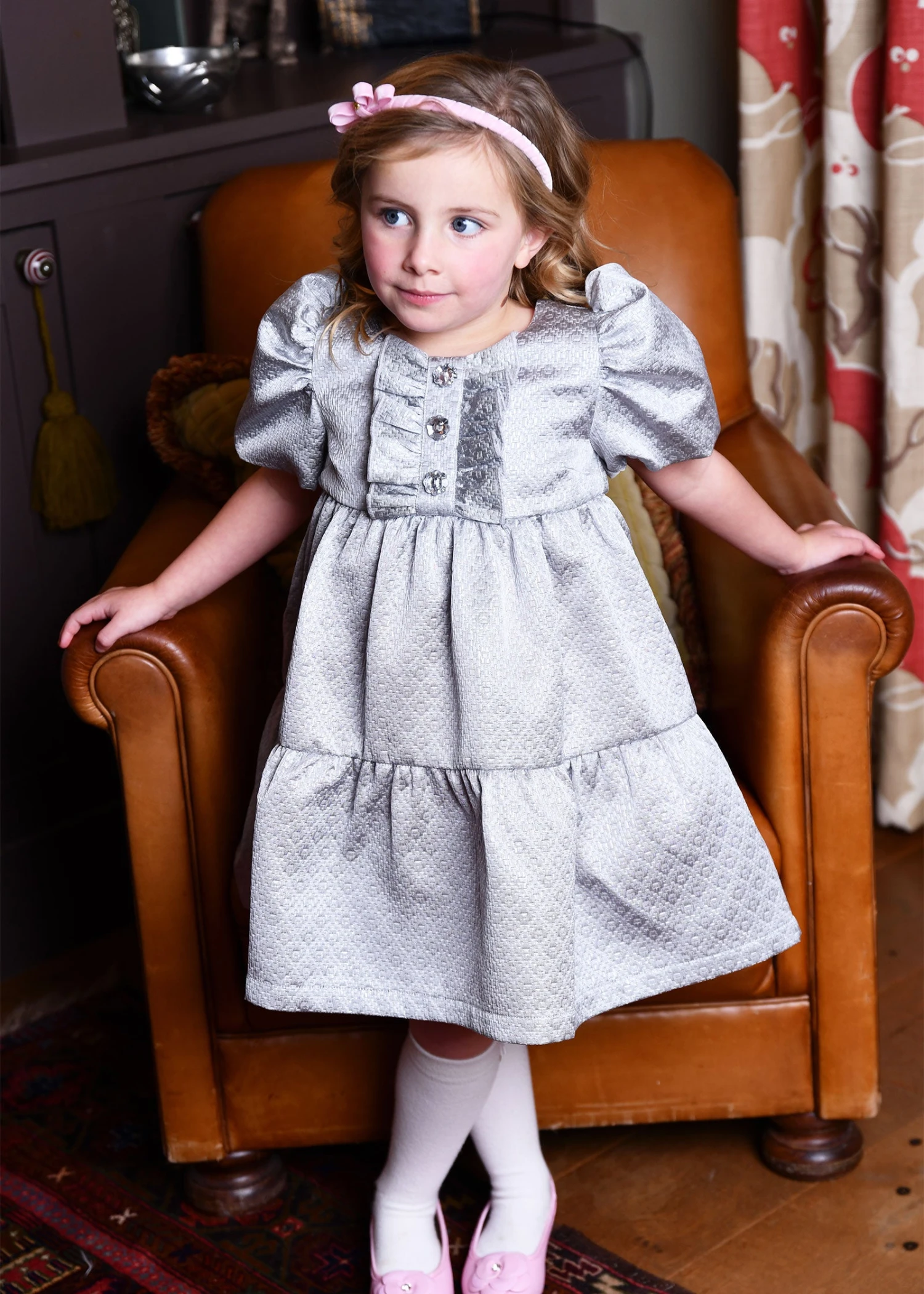 Charmaine Jacquard Dress Platinum 3 Charmaine Jacquard Dress Platinum - Image 3