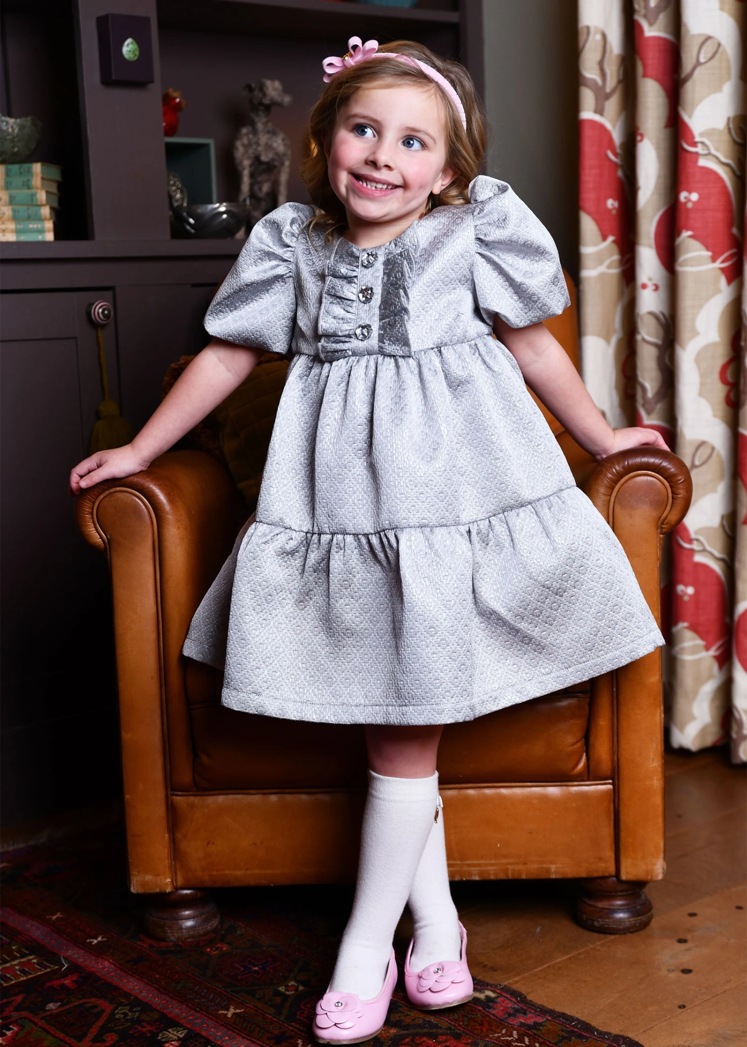 Charmaine Jacquard Dress Platinum 2 Charmaine Jacquard Dress Platinum - Image 2