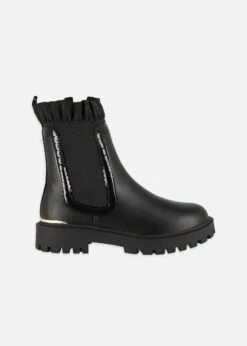 Chelsea Ruffle Boots Black -Angels-Face Shop Chelsea Boot Black Side