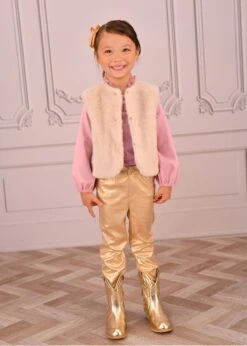 Cher Metallic Fur Gilet Gold -Angels-Face Shop Cher Gilet Gold Lifestyle 1