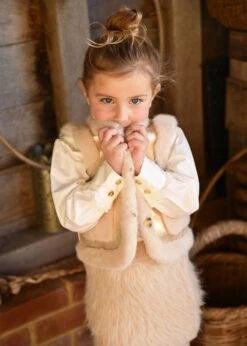 Cher Metallic Fur Gilet Gold -Angels-Face Shop Cher Jacket Gold Lifestyle 1