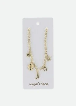Cowgirl Charm Necklace Gold -Angels-Face Shop Cowgilr Necklace Gold Card