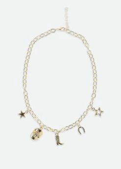 Cowgirl Charm Necklace Gold