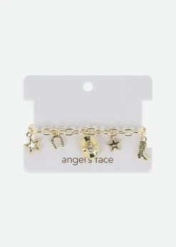 Cowgirl Charm Bracelet Gold 5 Cowgirl Charm Bracelet Gold -Angels-Face Shop Cowgirl Bracelet Gold Card