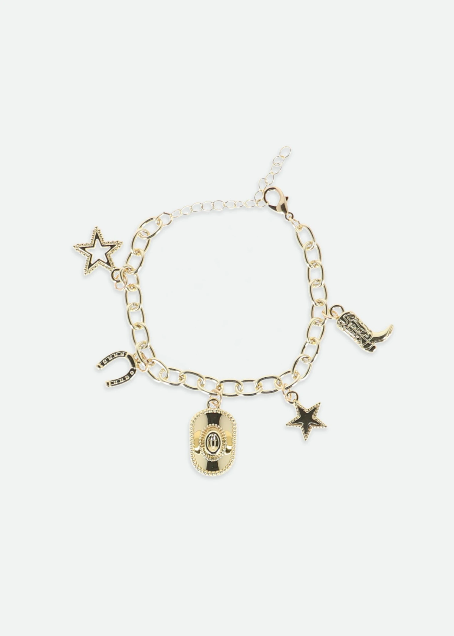 Cowgirl Charm Bracelet Gold 1 Cowgirl Charm Bracelet Gold