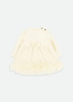 Dawn Tulle Trim Baby Dress Vanilla