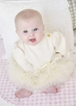 Dawn Tulle Trim Baby Dress Vanilla -Angels-Face Shop Dawn Baby Dress Vanilla Lifestyle 2