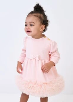 Dawn Tulle Trim Baby Dress Blush Pink -Angels-Face Shop Dawn Baby Dress Blush Pink Lifestyle