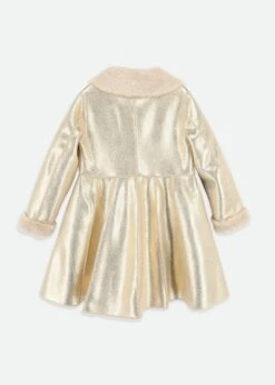 Dazzle Metallic Fur Long Coat Gold -Angels-Face Shop Dazzle Coat Gold Back