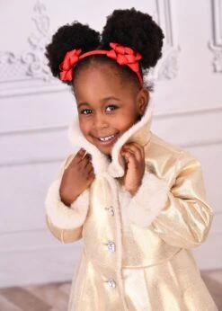 Dazzle Metallic Fur Long Coat Gold -Angels-Face Shop Dazzle Coat Gold lifestyle 1