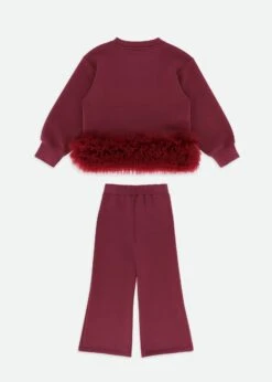 Deonne Tulle Trim Top And Jogger Set Burgundy -Angels-Face Shop Deonne Tracksuit Red Back